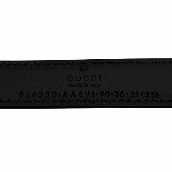 Gucci Thin Leather Belt with Bamboo Buckle Black Silver Size 90/36